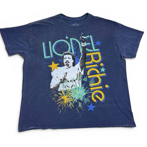 Lionel Richie Graphic Band T-Shirt Blue Men’s Large Double Sided Concert Style